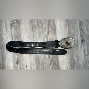 Wrangler Genuine Leather Boys Western Rodeo Belt 22” Black